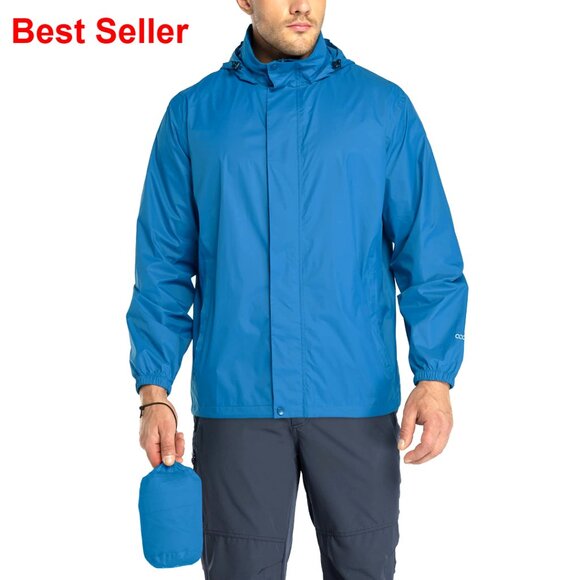 Lightweight Waterproof Rain Shell Jacket with Hood Packable for Golf Cycling